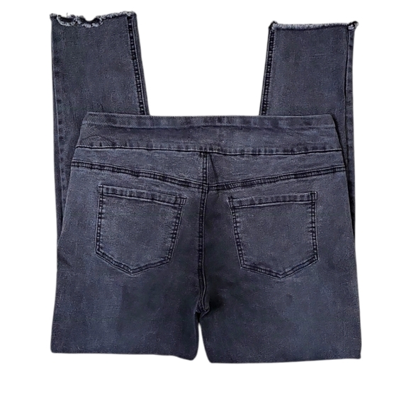 Cleo Women's Jeans Size 8 Pull-On Dark Wash Rough Cut Cuffs Ankle Glazers - Picture 5 of 13